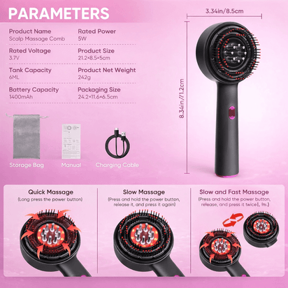Hairrova RootGlow™ - Electric Scalp Massager for Hair Growth & Oil Applicator